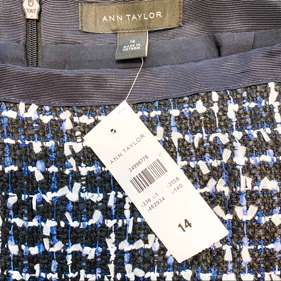 Ann Taylor Tweed A-Line Skirt in Blue & White US14 Cold Weather Skirt - Picture 3 of 5